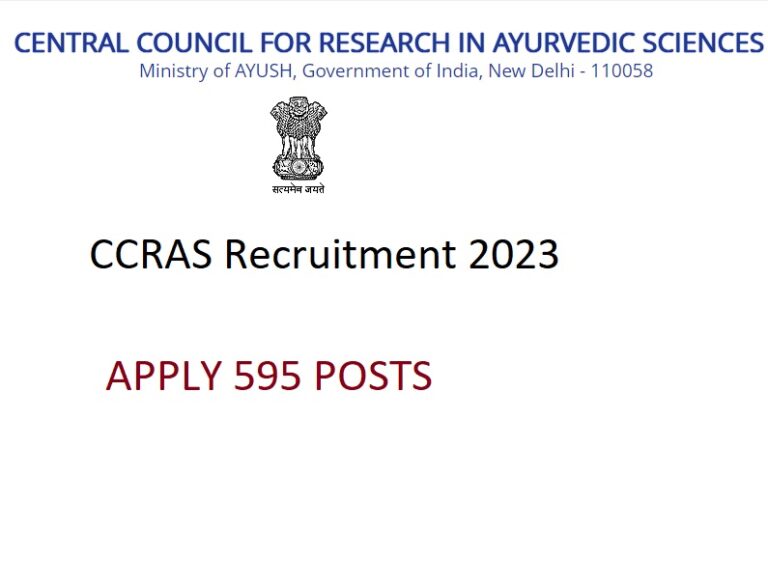 CCRAS Recruitment 2024 595 Post Apply Online
